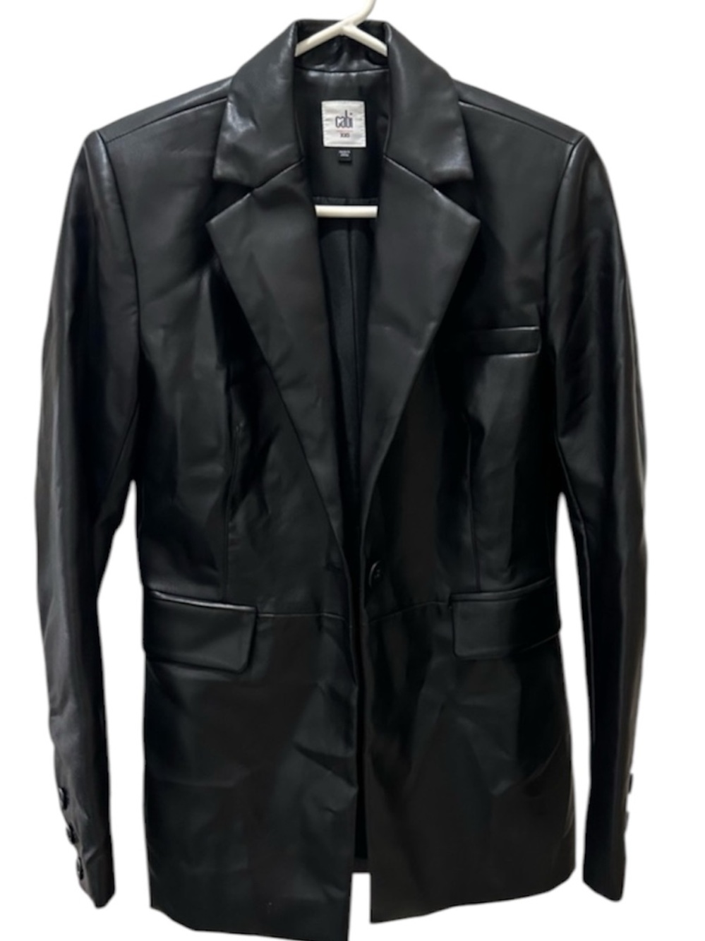 CABI Fuax leather blazer jacket size XXS Black